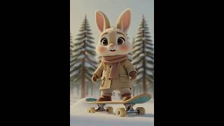 Carro's Favorite Winter Adventure 🛹❄️ #CARRO #CarroTheBunny #shorts‎
