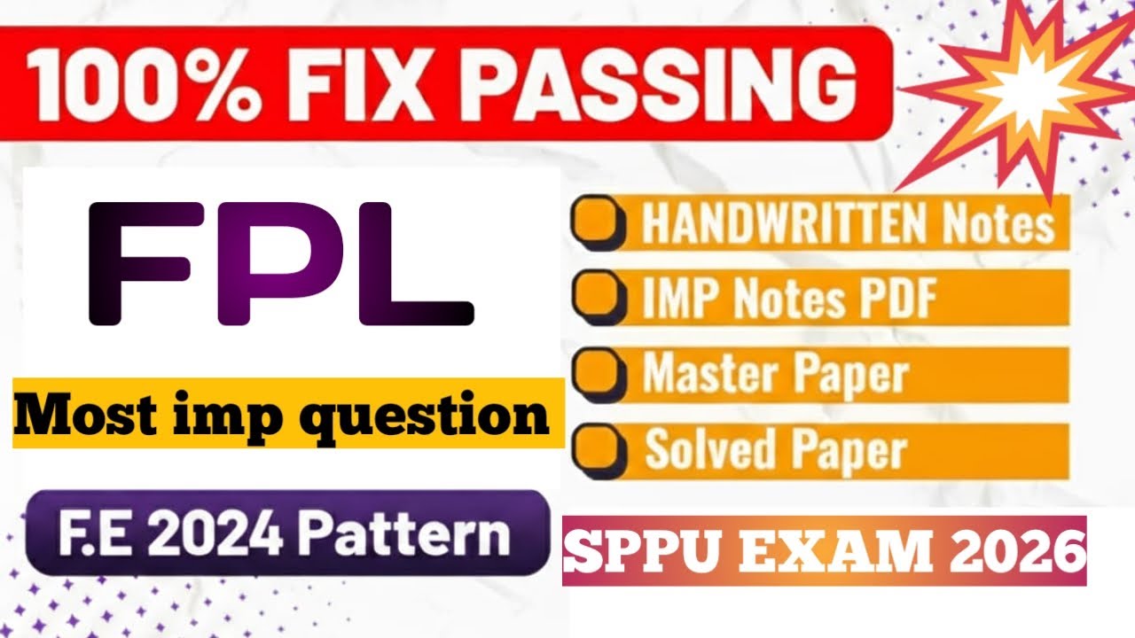 SPPU Engineering FPL Most Important Questions | Engineering FPL  SPPU End Sem Exam 2026