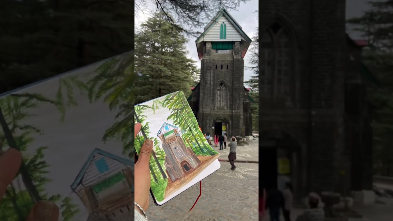 Easy church painting for beginners |180GSM Mixed Media Sketchbook |MENORAH STATIONERY