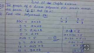 Class 9 - End of chapter Exercise - Q 10 | The graph of a linear polynomial p(x) passes through