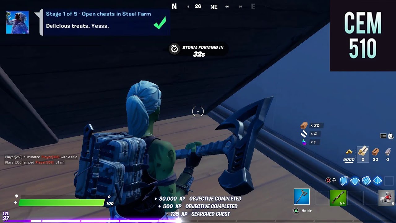 Open chests in Steel Farm Fortnite Big Mouth Questline