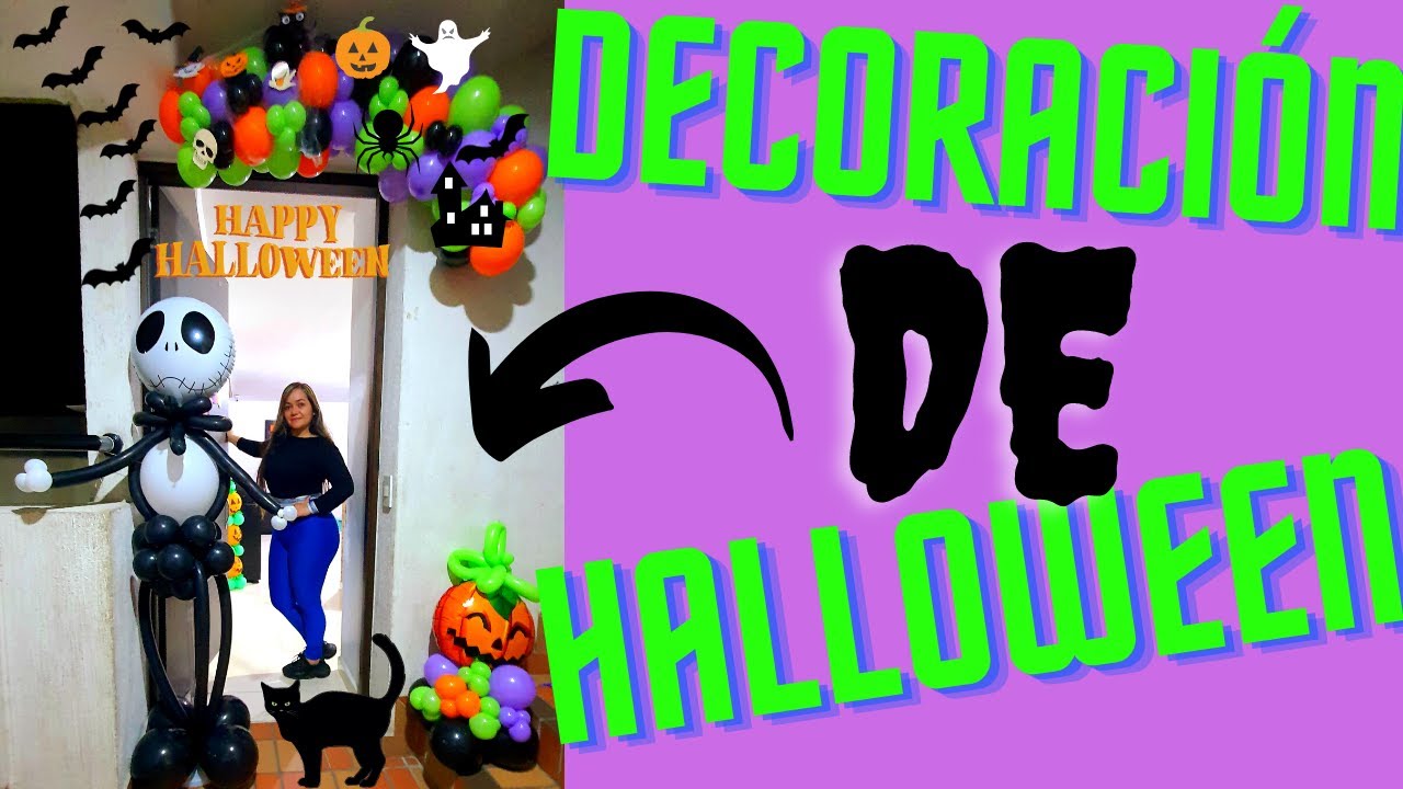 DECORACIÓN DE HALLOWEEN/JACK SKELLINGTON CON GLOBOS/DECORACIÓN CON GLOBOS