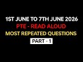 PTE Read Aloud (Part-1) June 2026 - Exam Prediction | Read Aloud PTE 2026 #pte