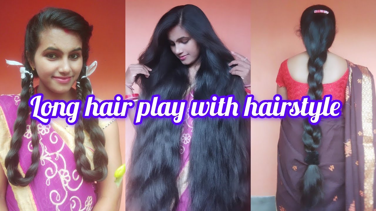 Long Hair School Girl Hairstyle ribbon 🎀 hairstyle and hair play video 
