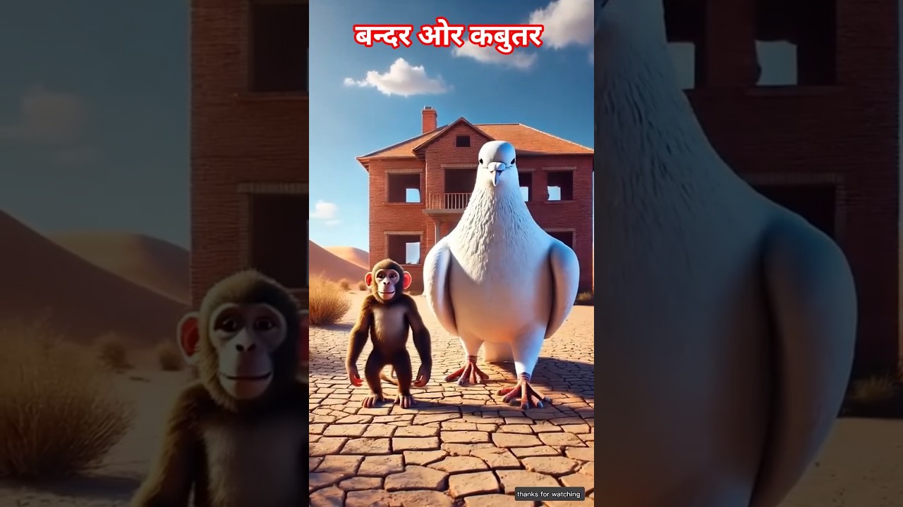 बन्दर और कबुतर ने मिल कर एक प्यारा घर बनाया 