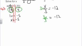 Solving Linear Equations in the form ax = b and x/a = b