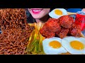 ASMR BLACK BEAN NOODLES, SPICY FRIED CHICKEN, GREEN ONION KIMCHI, EGGS MASSIVE Eating Sounds