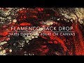 ( 40 ) Fluid Painting -Flamenco back drop - red, black & golden swipe on 40x40 cm