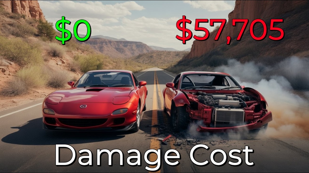 Realistic Crashes BeamNG Drive Damage Cost Mazda RX-7 | Epic Wallet Survival