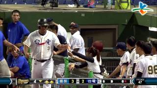 20140705 爆米花 國訓VS台電 4下 艾迪擊出一二壘間安打 台電追到剩一分差