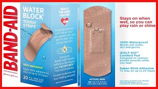 Band-Aid Brand Water Block Waterproof Tough Adhesive Bandages For Minor Cuts And Scs