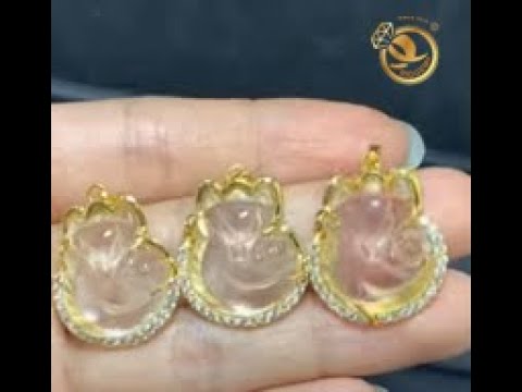 Mặt dây chuyền hoa Mẫu đơn THẠCH ANH TRẮNG bọc BẠC TA