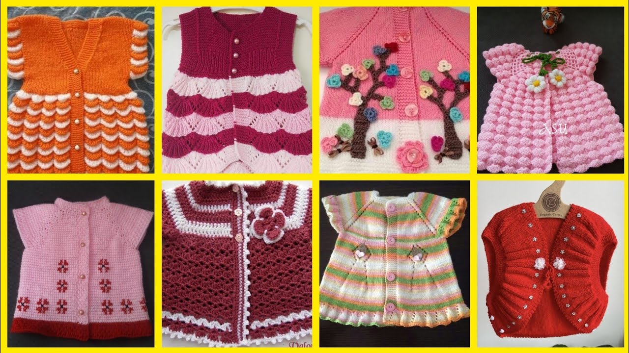 Hand knitted woolen half sweater design for baby girl YouTube