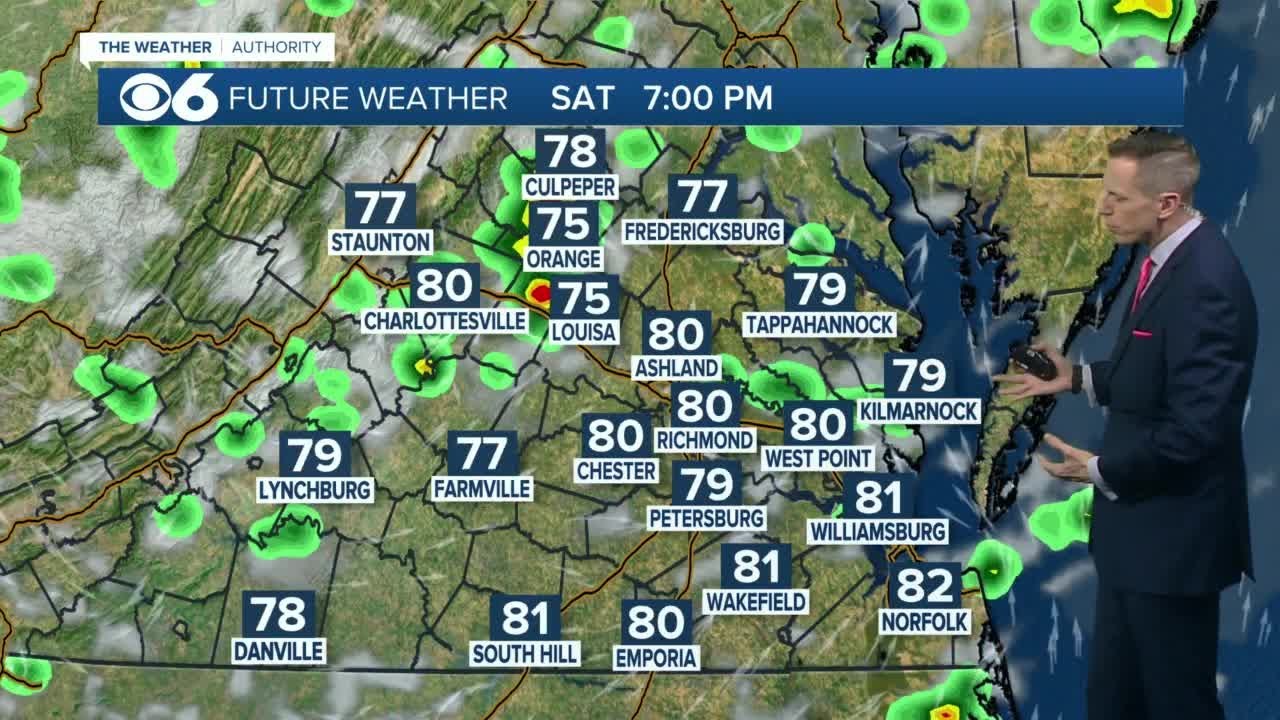 Hour-by-hour look chances for scattered showers and storms Saturday ...