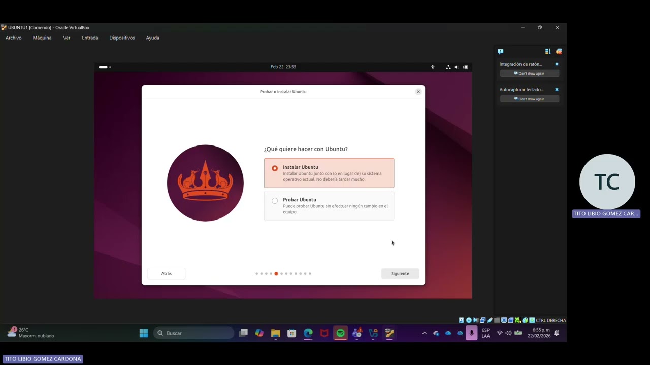 VIDEO TUTORIAL INSTALACION SO LINUX