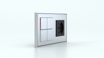 Pushbutton with thermostat and socket point for 2-fold plate (60x45 mm module)