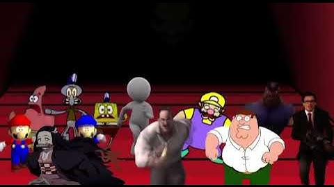 Wario And Friends Running Away From Wario Apparition