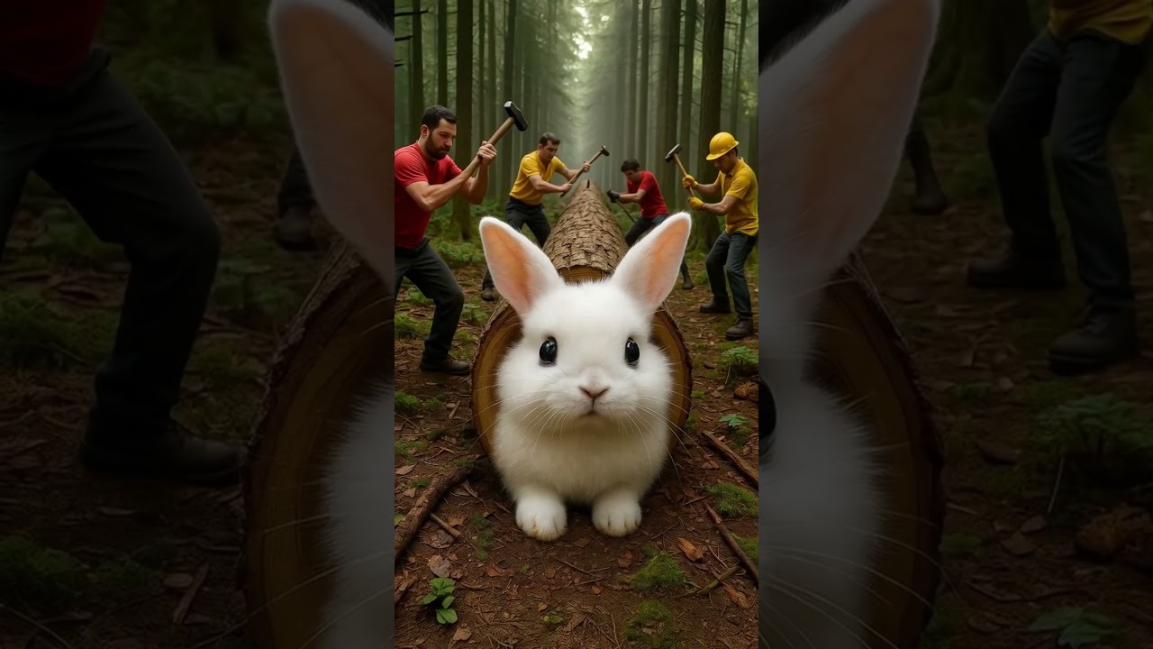 rescue rabbit from giant log 