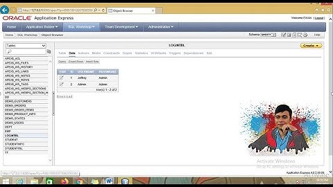 How to create table using object browser in oracle database XE 11.2