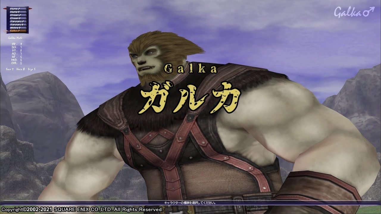 FINAL FANTASY XI】Galka（キャラメイク：ガルカ）1ループ - YouTube