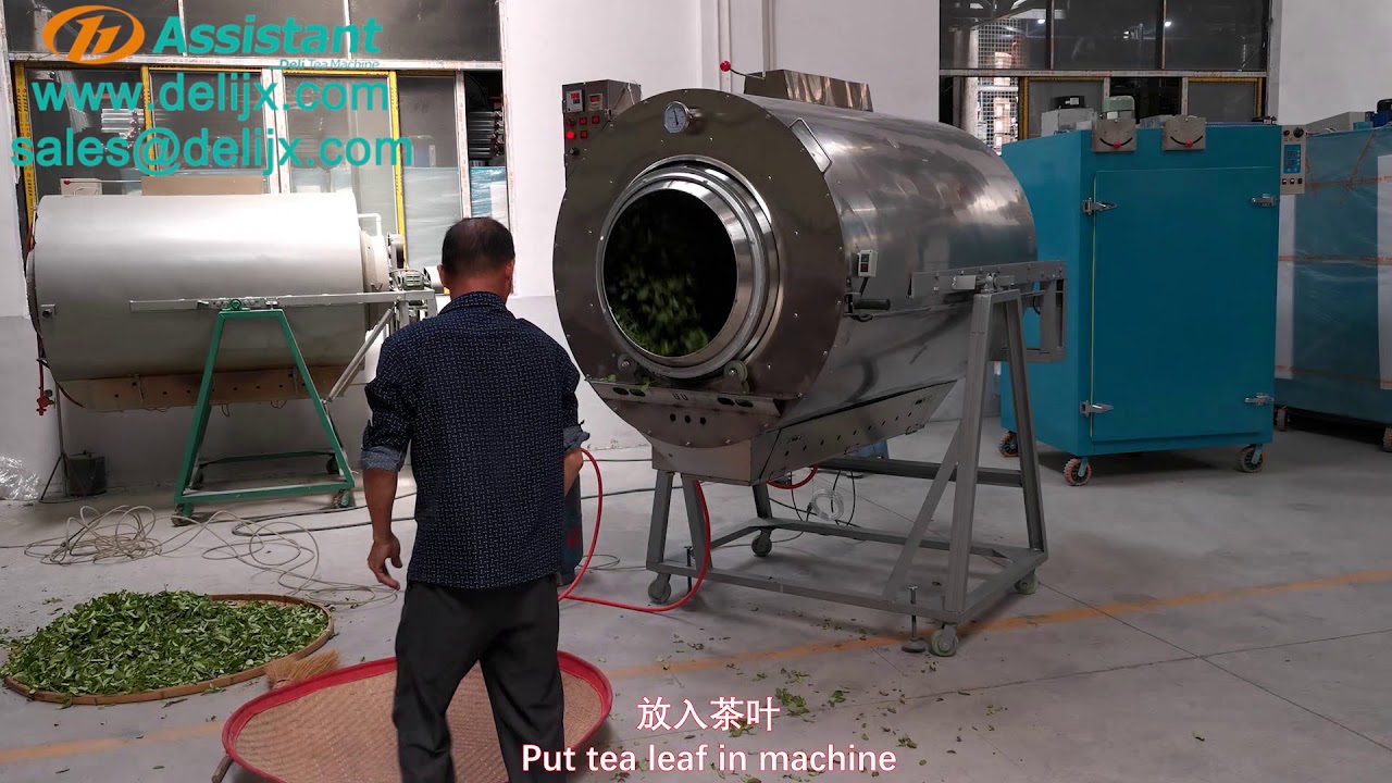 How To Process Green Tea Gas Heating Cylinder Green Tea Leaf Roasting