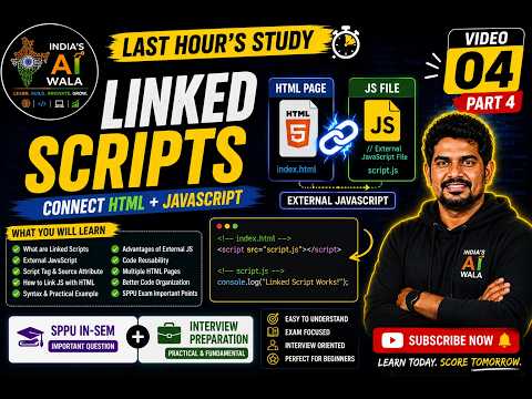 Linked Scripts in JavaScript | External JavaScript with HTML |In-Sem + Interview Preparation |Part 4