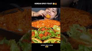 Big Bites Korean Spicy Feast 🤤🔥 | ASMR Mukbang | Samyang Kimchi Noodles &amp; Chicken Combo