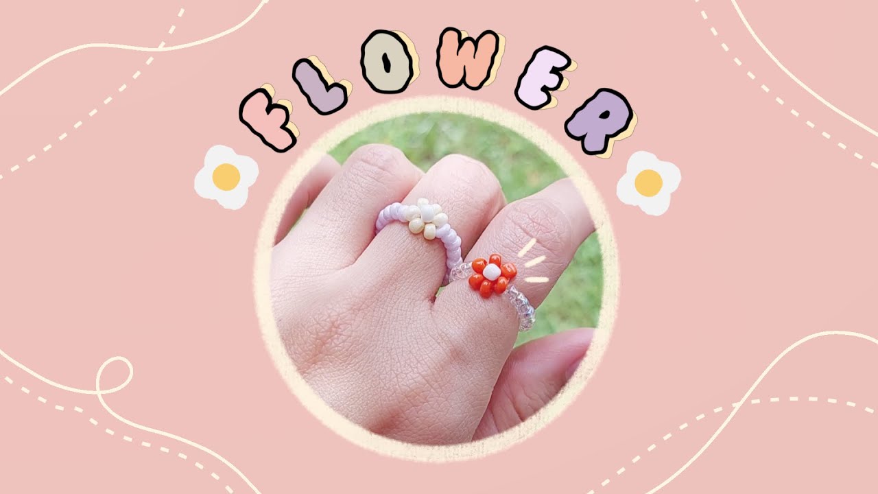 วิธีร้อยแหวนลูกปัดดอกไม้เดซี่ง่ายๆ สไตล์เกาหลี🌼💍: How to Make Daisy Flower Beaded Ring (Easy DIY)