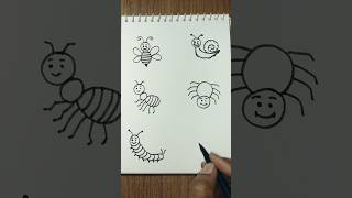 How to draw insects / How to draw bugs #shorts #insects#drawing