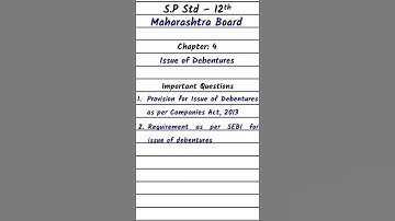 SP Std 12th | Important Questions Chapter 4 Issue of Debentures | HSC | #shorts #youtubeshorts
