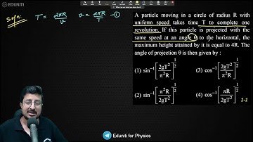 A particle moving in a circle of radius R with uniform speed takes time T to complete one revolution