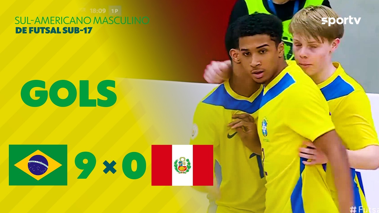 BRASIL 9 x 0 PERU | GOLS | SUL-AMERICANO MASCULINO DE FUTSAL SUB-17 | sportv