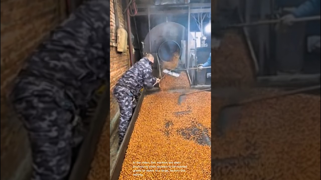 Processing roasted grains or seeds in a large factory