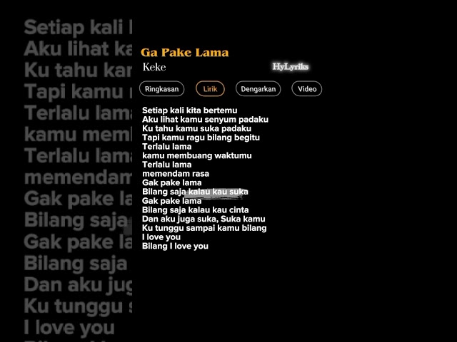 Lirik Lagu Ga Pake Lama-Keke 🎶#laguviraltiktok #beranda #shorts class=