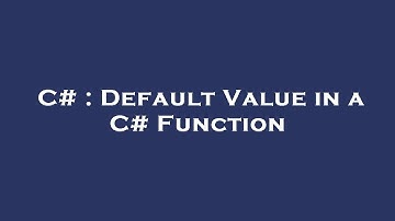 C# : Default Value in a C# Function