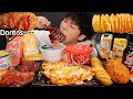 ASMR MUKBANG | 편의점 직접 만든 핵불닭 떡볶이 치킨 김밥 디저트 먹방 &레시피 FRIED CHICKEN AND Tteokbokki EATING