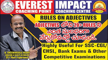 #ADJECTIVES-I for SSC-CGL/CHSL NRA CET 2021 & AP-TS SI/PC | Online Live Class-Sreenivasulu Reddy Sir