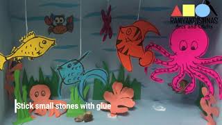 Aquarium for school project | #DIY Aquarium box | How to make fish aquarium using box | #3D craft