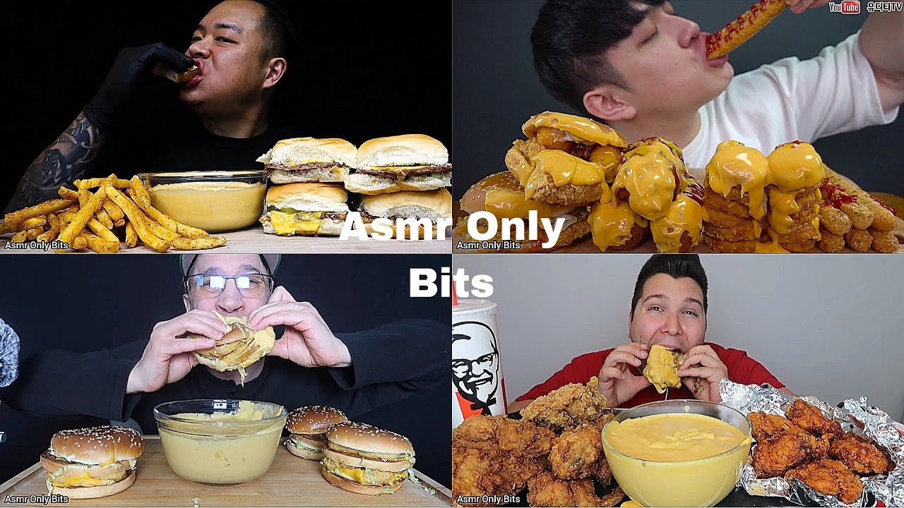 ASMR FOOD With Extra Cheese sauce Compilation//Compilation///no talking///Bites only////asmr Mukbang