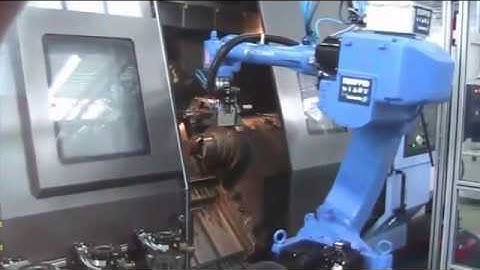 Motoman robot in machine tending and de-burring application