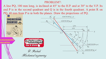 PROBLEM NO. 7, Projections of straight lines-II SOLUTIONS (Engineering drawing by N. D. BHATT)