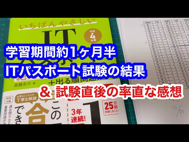 ITパスポート試験の結果(点数&合格)と試験直後の率直な感想 - YouTube