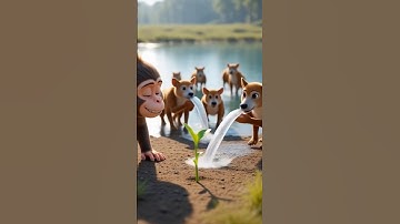 The monkey saves the date palm tree from drying up by seeing water  #ai #tree #shorts #shortsfeed