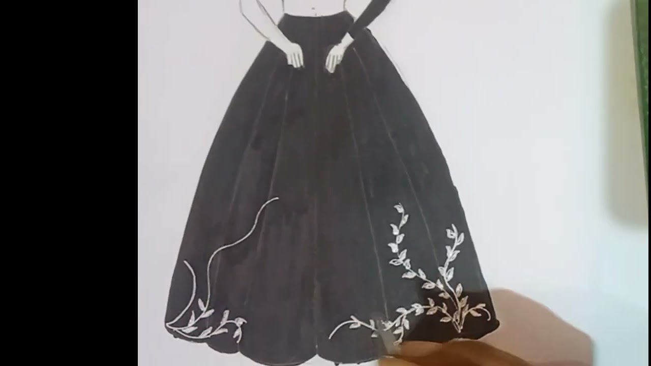 Black Lehenga Pencil ✏️ ☺️🌸Sketch 🖤 | Easy Fashion Drawing 