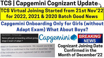 TCS Joining Started 21st Nov | Capgemini Onboarding Only Girls Not Boys? Cognizant DEC DOJ Confirmed