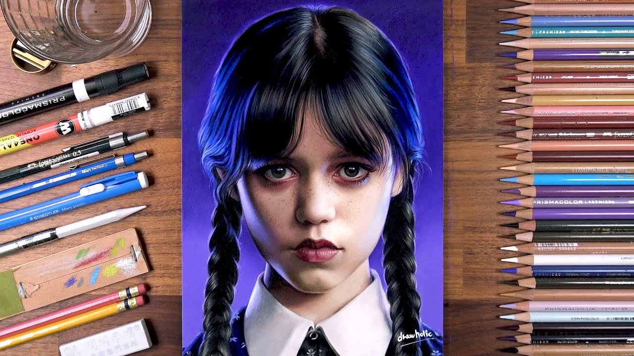 Drawing Wednesday Addams | drawholic - YouTube