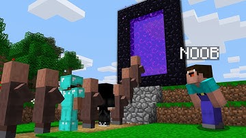 BIG QUEUE VILLAGER on SECRET SUPER PORTAL! NOOB vs PRO vs HACKER vs GOD in Minecraft Animation!