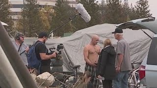 Film crews shooting a movie and documentary on the homeless crisis visit Sacramento