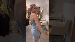 Strapless denim mini dress