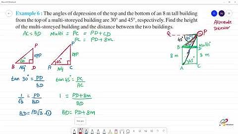 NCERT 9.Some Applications of Trigonometry  Example 6 : The angles of depression of the top and